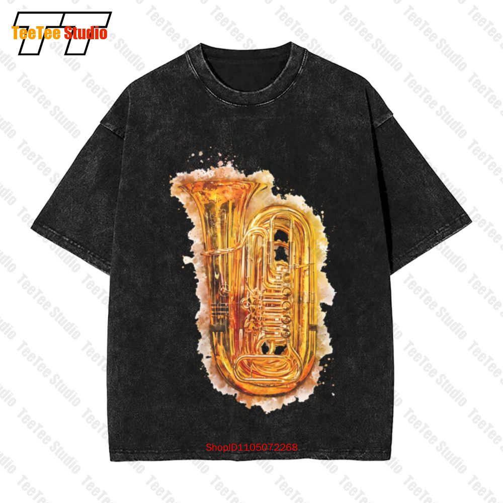 Musical Instrument Tuba - Tuba in kleurrijke aquarel glanzende gouden