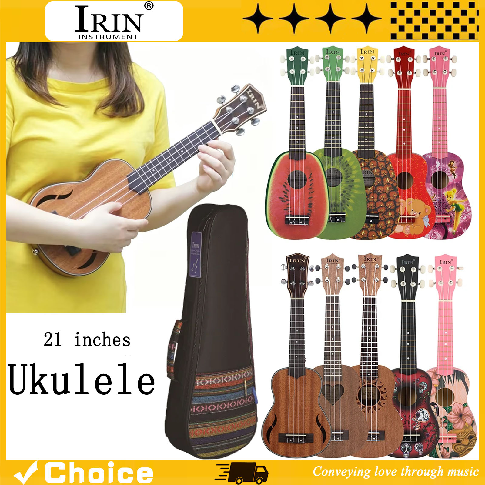 Musical Instrument Qin - 21 Inch Ukulele Hawaiiaanse Gitaar Sopraan