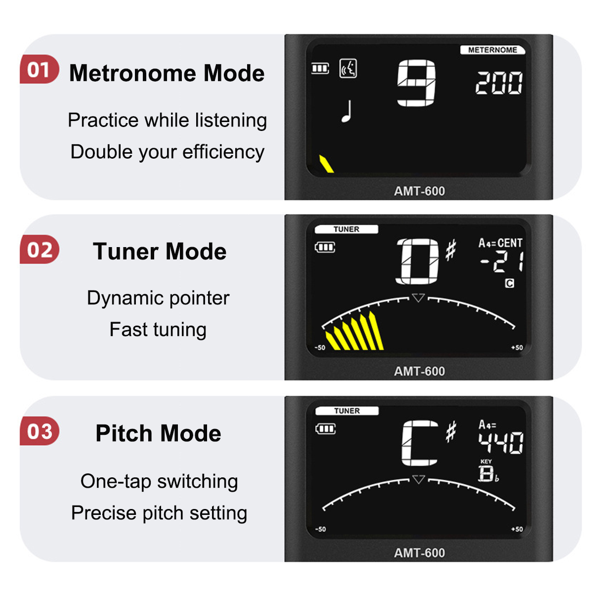 AROMA AMT-600 Oplaadbare Tuner - Musical Instrument Vector recensie en prijs
